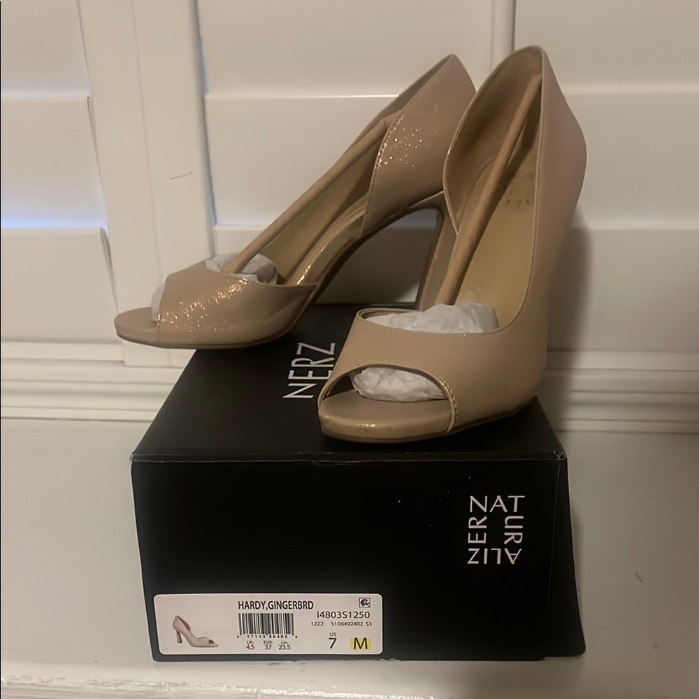 Women's Beige Peep Toe Heels